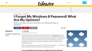 
                            1. I Forgot My Windows 8 Password! What Are My Options? - Lifewire