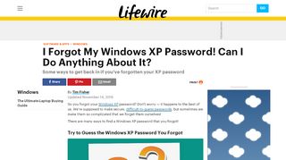 
                            13. I Forgot My Windows XP Password! Can I Do Anything About It?