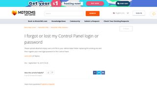 
                            2. I forgot or lost my Control Panel login or password – Moto Help Center