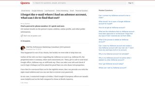 
                            10. I forgot the e-mail where I had an adsense account, what can I do ...