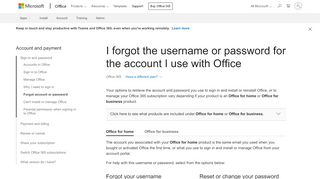 
                            3. I forgot the username or password for the account I ... - Office Support