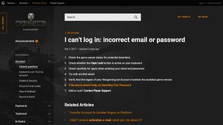 
                            2. I get a message: “Incorrect email or password” | World of ... - Wargaming