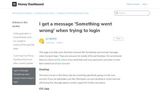 
                            4. I get a message 'Something went wrong' when trying to login – Money ...
