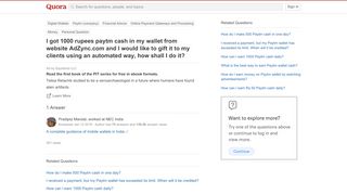 
                            7. I got 1000 rupees paytm cash in my wallet from website AdZync.com ...