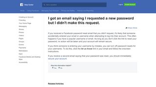 
                            3. I got an email saying I requested a new password but I ... - Facebook