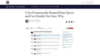 
                            8. I Got Permanently Banned from Quora and I'm (Kinda) Not Sure Why