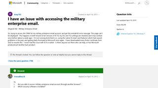
                            10. I have an issue with accessing the military enterprise email ...