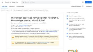 
                            6. I have been approved for Google for Nonprofits. How do I get started ...