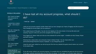 
                            10. I have lost all my account progress, what should I do? – Wargaming ...