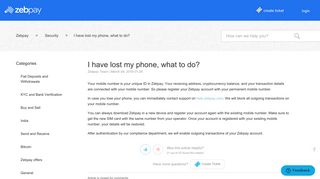 
                            3. I have lost my phone, what to do? – Zebpay