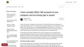 
                            5. I have multiple Office 365 accounts on one computer and am having ...