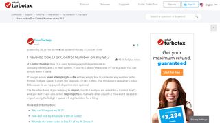 
                            5. I have no Box D or Control Number on my W-2 - TurboTax® Support