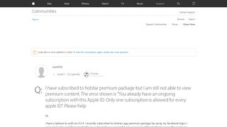 
                            11. I have subscribed to hotstar premium pack… - Apple Community