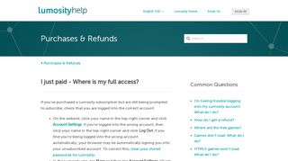 
                            10. I just paid - Where is my full access? - Help Center Home - Lumosity
