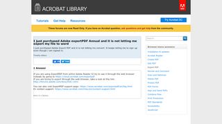 
                            7. I just purchased Adobe exportPDF Annual and it is not letting me ...