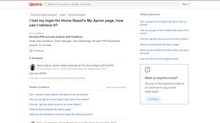 
                            4. I lost my login for Home Depot's My Apron page, how can I retrieve ...