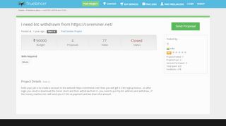 
                            8. i need btc withdrawn from https://coreminer.net/ - Freelance Job #71543