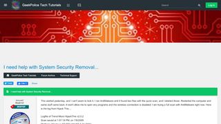 
                            7. I need help with System Security Removal... - GeekPolice Tech ...