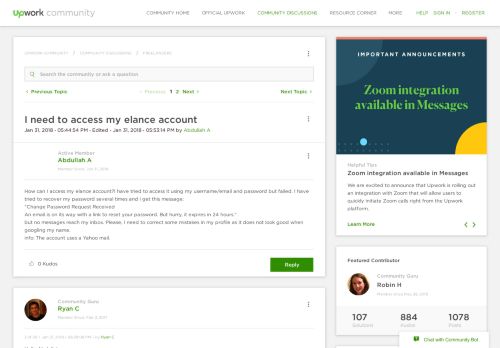 
                            3. I need to access my elance account - Upwork Community