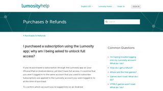 
                            4. I purchased a subscription using the Lumosity app; why am I being ...