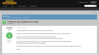 
                            6. I refuse to use Facebook as a login - Off Topic - PLAYERUNKNOWN'S ...