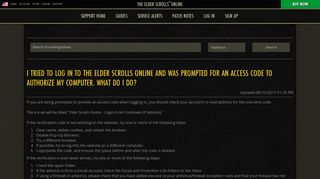 
                            2. I tried to log in to The Elder Scrolls Online and was prompted for an ...