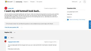 
                            9. i want my old hotmail look back.. - Microsoft Community