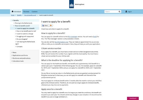 
                            4. I want to apply for a benefit - Belastingdienst