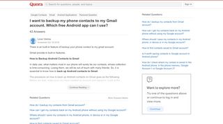 
                            10. I want to backup my phone contacts to my Gmail account. Which free ...