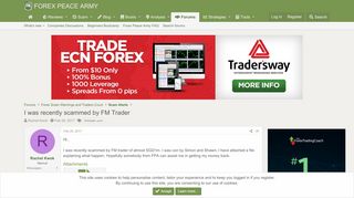 
                            6. I was recently scammed by FM Trader | Forex Peace Army - Your ...