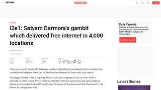 
                            8. i2e1: Satyam Darmora's gambit which delivered free Internet in 4,000 ...