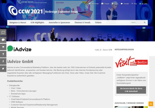 
                            13. iAdvize GmbH - CCW - Internationale Kongressmesse für Call Center