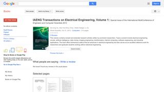 
                            12. IAENG Transactions on Electrical Engineering, Volume 1: Special ... - Google बुक के परिणाम