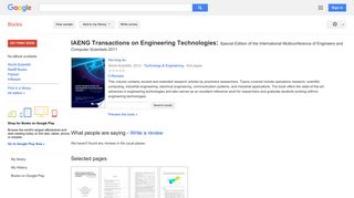 
                            10. IAENG Transactions on Engineering Technologies: Special Edition of ... - Google बुक के परिणाम