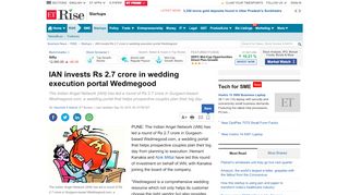 
                            11. IAN invests Rs 2.7 crore in wedding execution portal ...