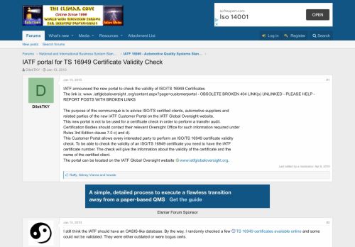
                            6. IATF portal for TS 16949 Certificate Validity Check - Elsmar Cove