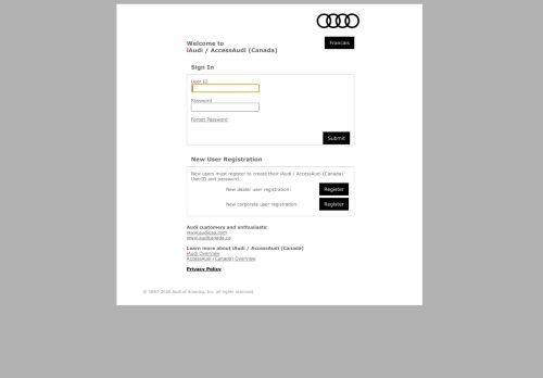 
                            1. iAudi / AccessAudi (Canada) Login