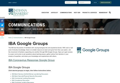 
                            7. IBA Google Groups | Indiana Bankers Association