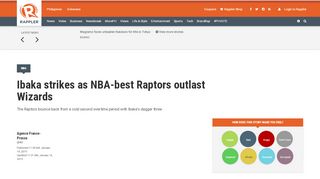 
                            5. Ibaka strikes as NBA-best Raptors outlast Wizards - Rappler