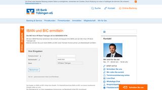 
                            10. IBAN/BIC-Rechner VR Bank Tübingen eG