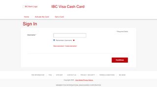 
                            9. IBC Visa Cash Card - Sign In - visaprepaidprocessing.com