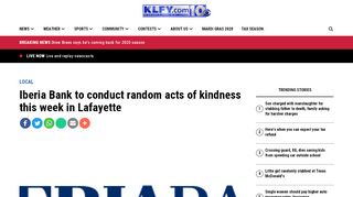 
                            13. Iberia Bank to conduct random acts of kindness this week in Lafayette
