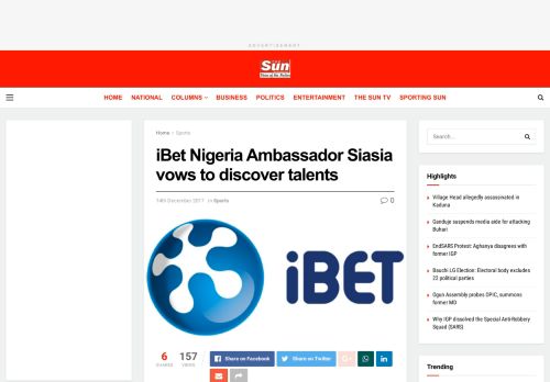 
                            9. iBet Nigeria Ambassador Siasia vows to discover talents – The Sun ...
