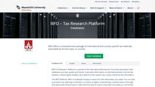 
                            6. IBFD – Tax Research Platform - Online Library | Maastricht University