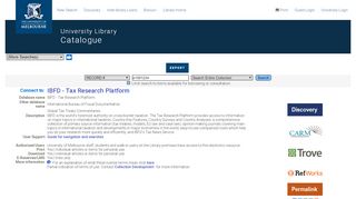 
                            9. IBFD - Tax Research Platform - University of Melbourne Library AirPAC
