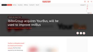 
                            13. ibiboGroup acquires YourBus, will be used to improve redBus