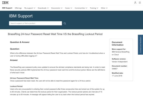 
                            13. IBM BrassRing 24-hour Password Reset Wait Time VS the BrassRing ...