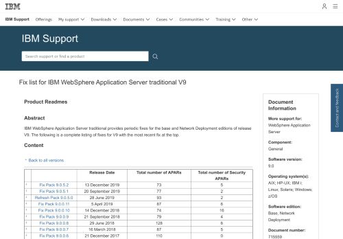 
                            10. IBM Fix list for IBM WebSphere Application Server ...