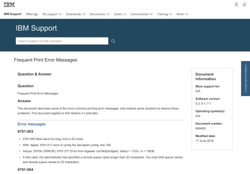 
                            4. IBM Frequent Print Error Messages - United States