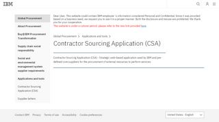 
                            2. IBM Global Procurement: Contractor Sourcing Application (CSA)